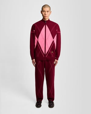 Lyle & Scott Argyle Strick-Trainingshose - Burgunderrot