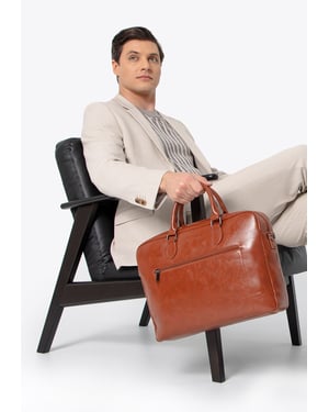 Wittchen Herren-Laptoptasche, 16 Zoll, Kunstleder, Braun, Öko-Leder