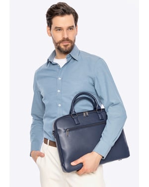 Wittchen Herren-Laptoptasche, 16 Zoll, Kunstleder, Marineblau, Öko-Leder