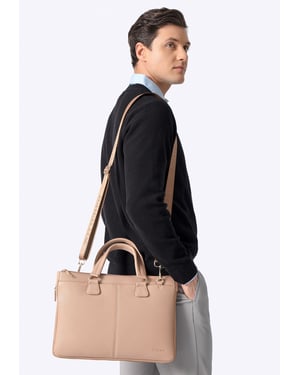Wittchen Herren-Laptoptasche 14,5 Zoll aus Kunstleder, Beige, Beige, Öko-Leder