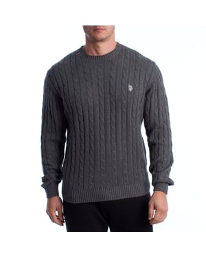 Herren Rundhals-Pullover mit Zopfmuster US40173042