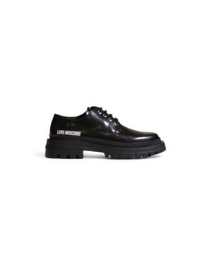 Schnür-Oxford-Schuhe Schwarz Lackleder