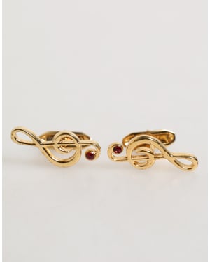 Goldene musikalische Note Metall Messing Pin Herren Accessoire Manschettenknöpfe