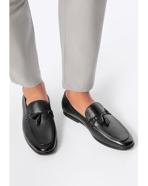 Wittchen Herren-Lederslipper mit Quaste, schwarzes Naturleder