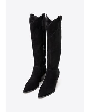 Wittchen Damen-Cowboystiefel aus schwarzem Wildleder