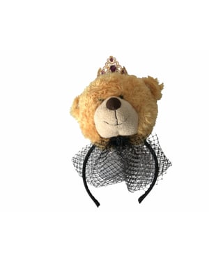 Brauner Teddybär Goldene Kristallkrone Haarband Diadem
