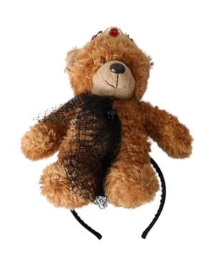 Brauner Teddybär Goldene Kristallkrone Haarband Diadem