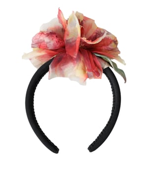 Dolce & Gabbana Tiara mit Seidenblüten und Rosenakzent - Schwarz