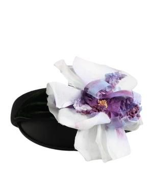 Schwarz-Grünes Seiden-Lila-Weiße Florale Applikation-Haarband