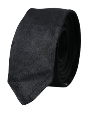 Schwarze einfarbige Krawatte aus 100 % Seide mit verstellbarem Band