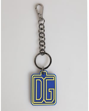 Blau Gelb DG Gummi Logo Silber Männer Schlüsselanhänger Schlüsselring