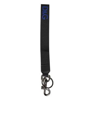 Schwarzer Blauer DG Logo Polyester Messing Halter Schlüsselanhänger Schlüsselring
