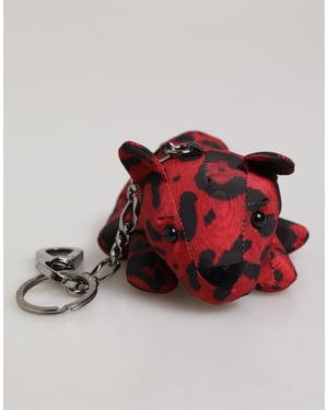 Rot Schwarz Polyester Tier Silhouette Tasche Schlüsselanhänger Schlüsselring