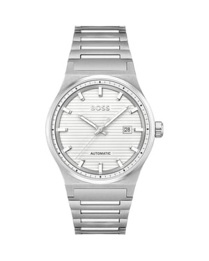 Graue Edelstahl-Armbanduhr