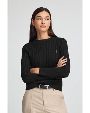 Pullover schwarz mit Rundhalskragen aus Wollgemisch mit gesticktem Rigby Go-Logo