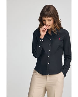 Hemd marineblau im Slim Fit mit Rigby Go-Logo