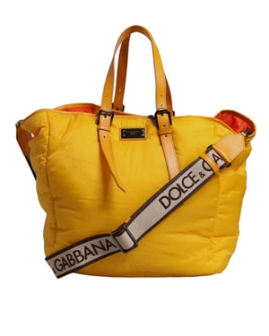 Gelbe Orange Nylon-Logo-Plakette Hand- und Schultertasche