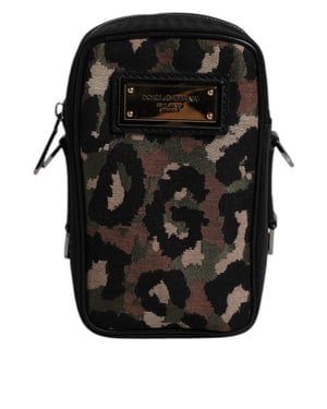 Mehrfarbige Leoparden-Jacquard-Logo-Plakette Nackenband-Tasche