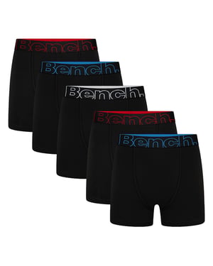 Bench 5er-Pack Herren Baumwoll-Boxershorts, Brento Kollektion - Schwarz