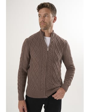 Strickjacke Strickjacke Mit Durchgehendem Reißverschluss