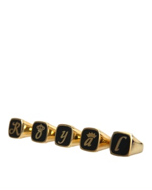 Goldmessing ROYAL Emaille Set von 5 Ringen