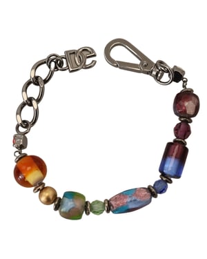mehrfarbige Silberkette mit Messingperlen und Karabinerschließe Armband
