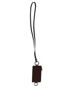 Brauner Kalbsleder-Lanyard-Logokartenhalter Geldbeutel