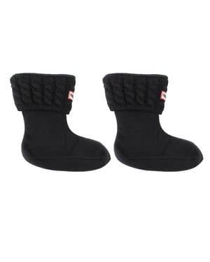 Hunter 6-Stich Kabel Kinder Schwarz Stulpen Socken