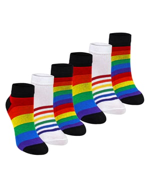 6er Pack Kinder Jungen Mädchen Regenbogen Trainer Baumwollsocken Bunte Streifen Socken
