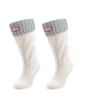 Hunter Mini Cable Hohe Socken in Weiß/Grau
