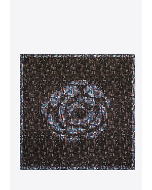Wittchen Damen-Seidenschal mit braun-blauen Mustern, braun-blaue Seide