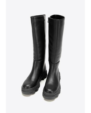 Wittchen Damen-Lederstiefel mit dicker Sohle und Reißverschluss, schwarz