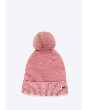 Wittchen Damen-Wintermütze mit geripptem Zierstreifen, rosa Acryl