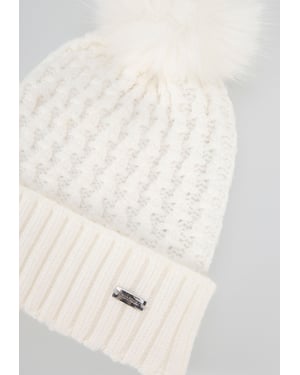 Wittchen Damenhut mit feinem Muster und Bommel, cremefarbene Viskose
