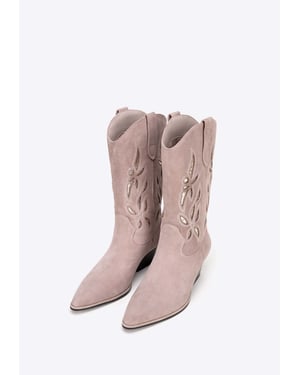 Wittchen Damen-Cowboystiefel aus Wildleder, beige, zum Hineinschlüpfen