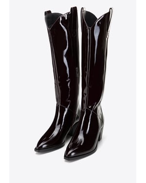 Wittchen Damen-Cowboystiefel aus Lackleder, hoch, dunkelburgunderrot