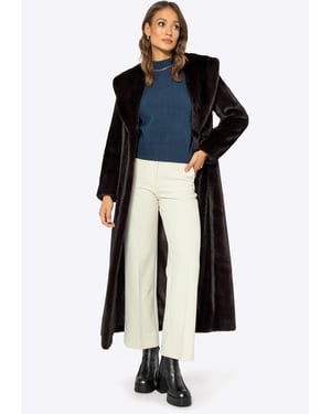 Wittchen Damen-Kunstpelzmantel, klassisch dunkelbraun, Polyester