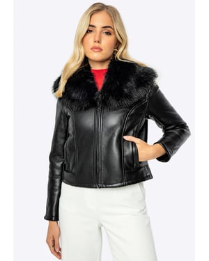 Wittchen Damen kurze schwarze Öko-Lederjacke