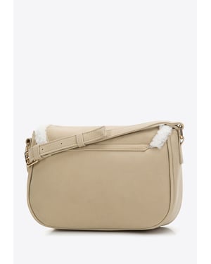 Wittchen Damen-Umhängetasche mit Kunstfell, Grau-Beige, Öko-Leder