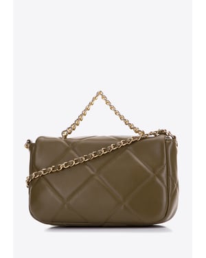 Wittchen Damenhandtasche, gesteppt mit Quadraten an einer Kette, klein, grün