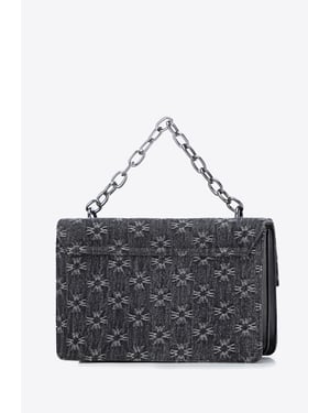 Wittchen Damen Monogramm Denim Messenger Bag Klein Grau Baumwolle