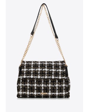 Wittchen Damen Bouclé Messenger Bag aus schwarzem und weißem Polyester
