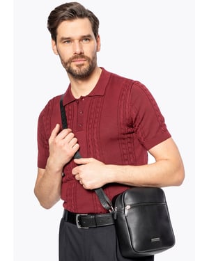 Wittchen Herren-Umhängetasche, klein, aus schwarzem Öko-Leder