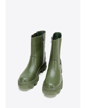 Wittchen Damen-Plateau-Stiefel aus Leder, Grün, Naturleder