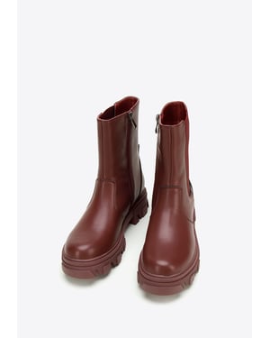 Wittchen Damen-Chelsea-Boots aus Leder mit Plateau, Kirschrot, Naturleder