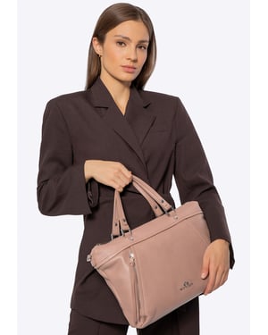 Wittchen Damen-Laptoptasche aus Leder, 15 Zoll, mit Quaste, Beige, Naturleder