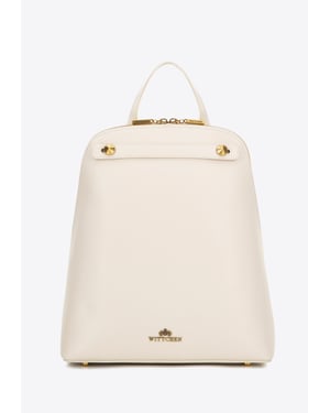 Wittchen Damen-Lederrucksack, trapezförmig, cremefarben, Naturleder