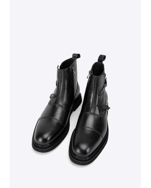 Wittchen Herren-Chelsea-Boots aus Leder mit Krokodilleder-Einsätzen, Schwarz
