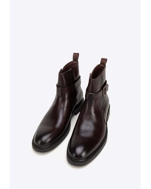 Wittchen Herren-Chelsea-Boots aus Leder mit Schnalle, Braun, Naturleder