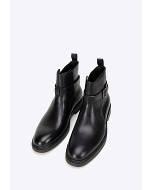 Wittchen Herren-Chelsea-Boots aus Leder mit Schnalle, Schwarz, Naturleder